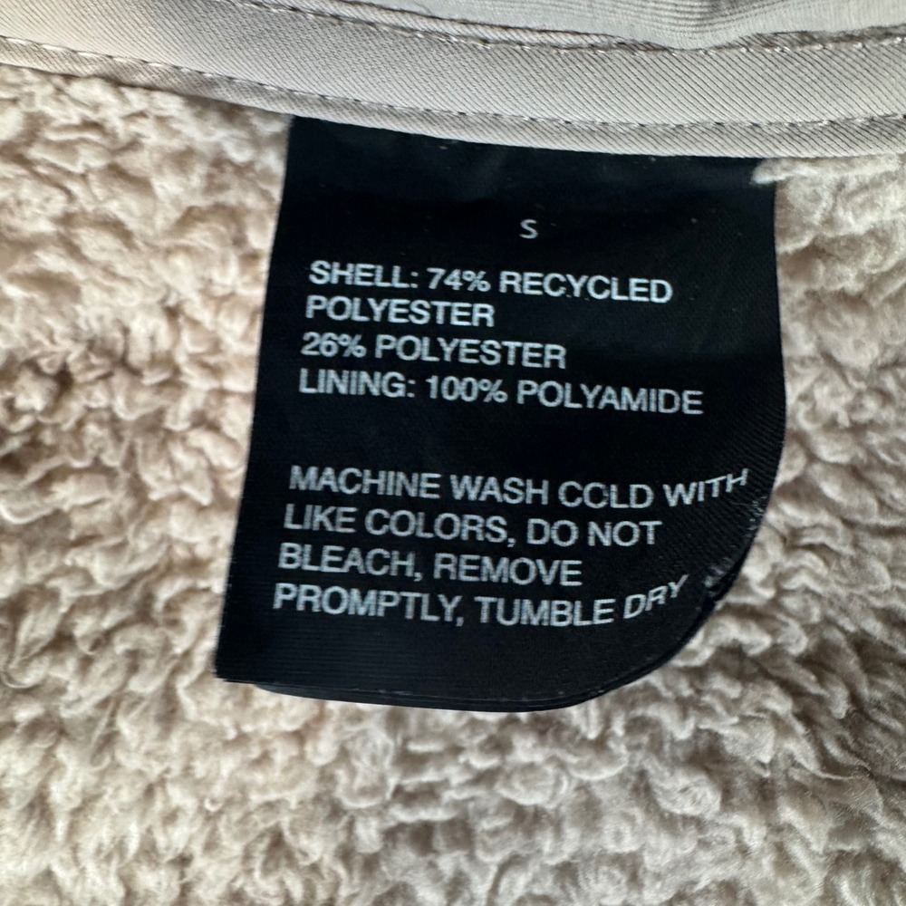 Vuori Alpine Sherpa Jacket Womens Small Beige Tan Full Zip Fleece Mock Neck Logo - Picture 5 of 8